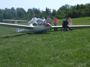 Photo of Lawrence exploring the Grob glider